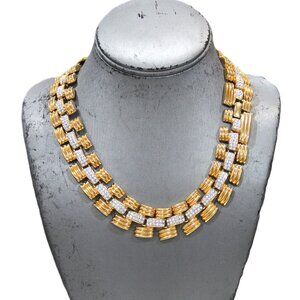 VINTAGE 1990's IVANA GOLD PLATED PAVE CRYSTAL NECKLACE